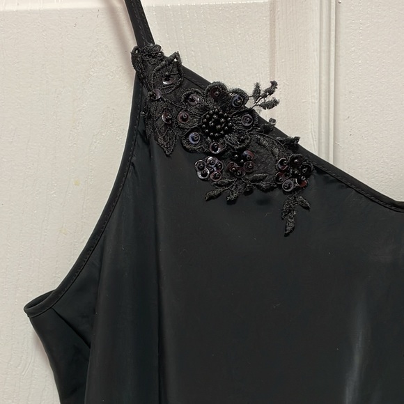 Vintage Club PRIVE brand Sexy Black Beaded Lacy Spaghetti Strap Nightie Size 36 - Picture 4 of 10